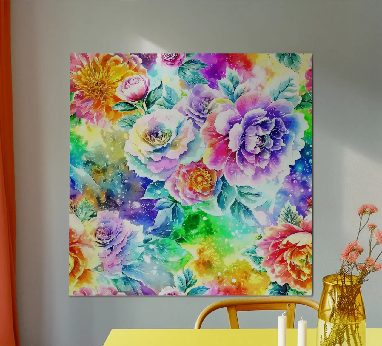 Paesaggio fiorito etereo poster con telaio in plastica da Botanical Pattern House