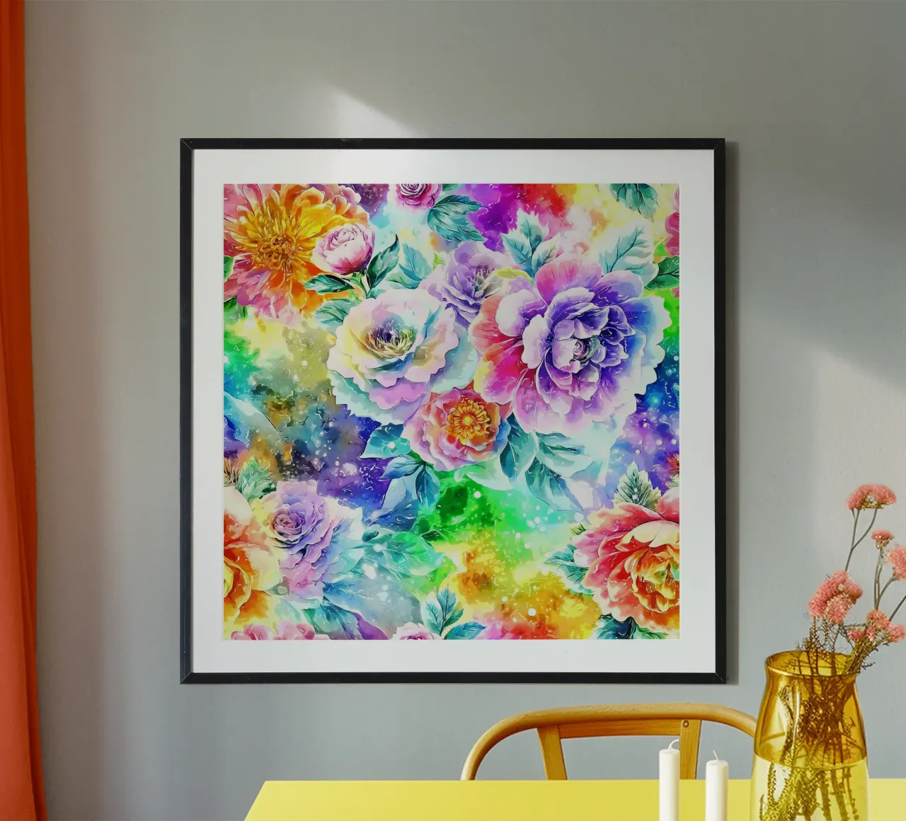 Paesaggio fiorito etereo poster con telaio in plastica da Botanical Pattern House