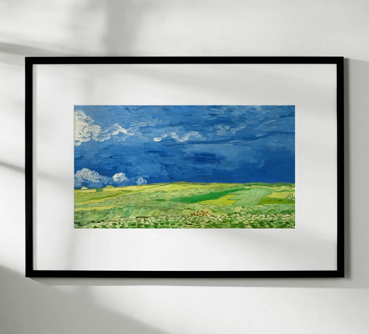 Wheatfield Under Thunderclouds (1890) by Vincent van Gogh poster with plastic frame by Van Gogh Prints