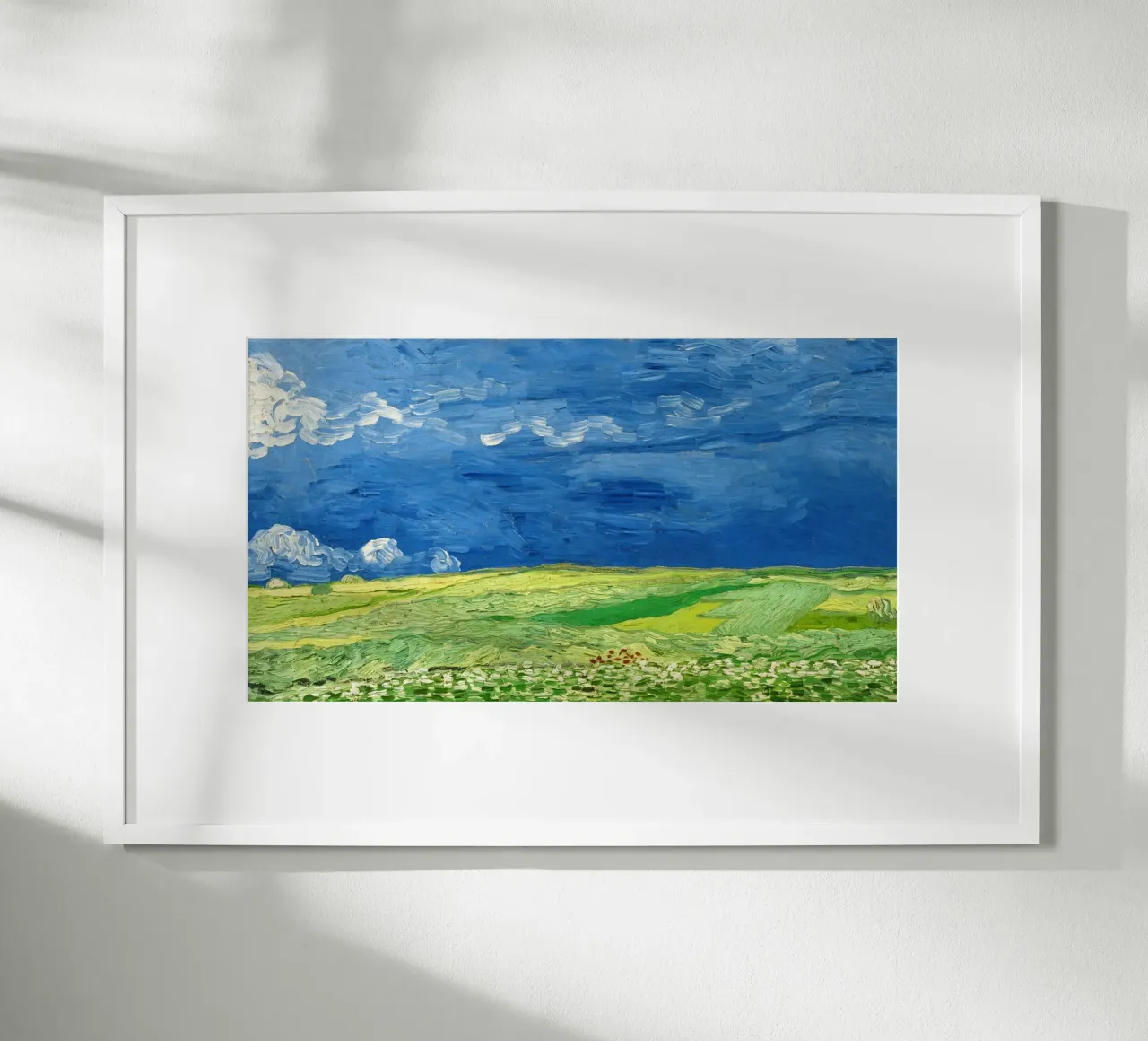 Wheatfield Under Thunderclouds (1890) by Vincent van Gogh poster with plastic frame by Van Gogh Prints