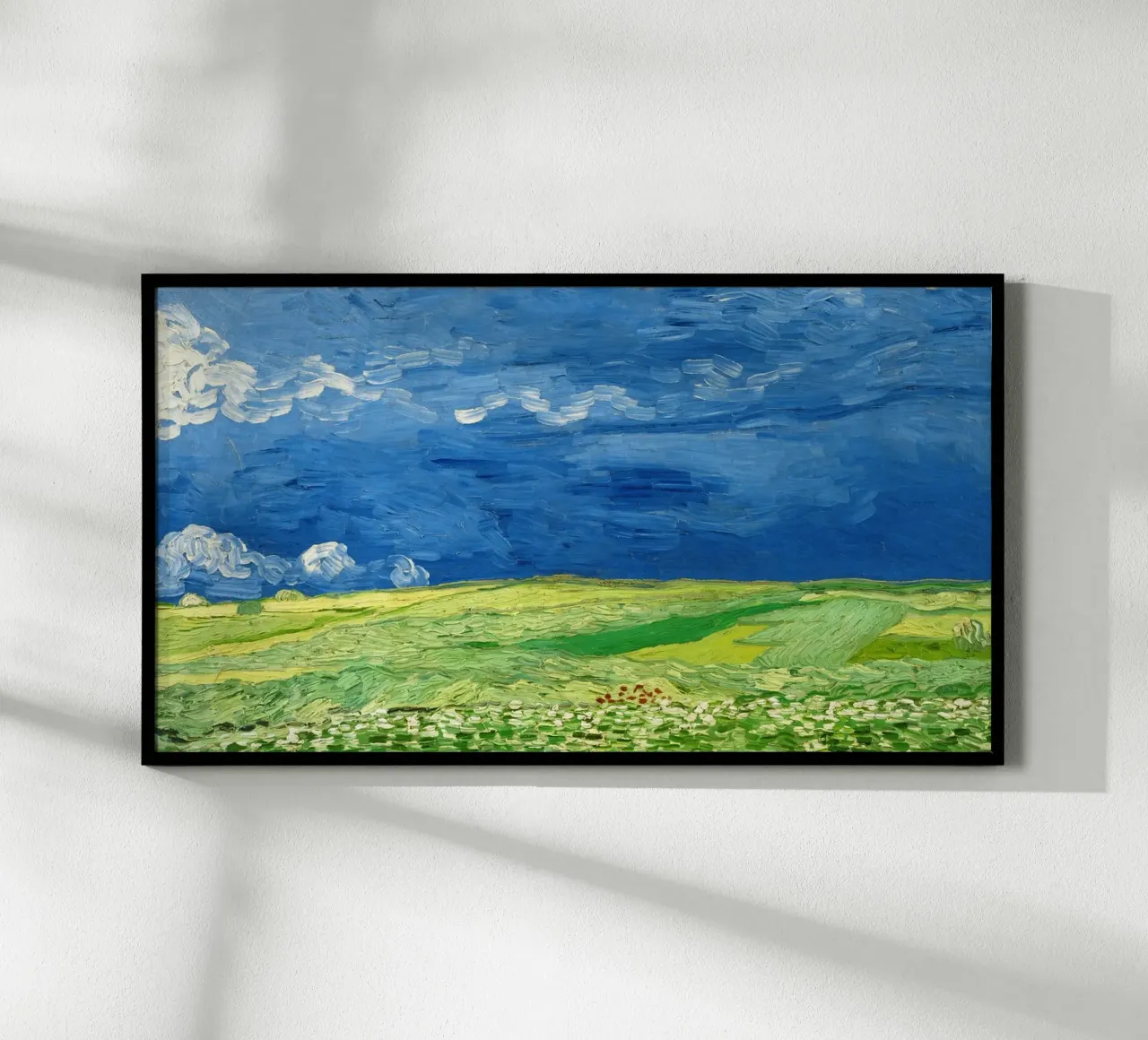 Wheatfield Under Thunderclouds (1890) by Vincent van Gogh poster with plastic frame by Van Gogh Prints