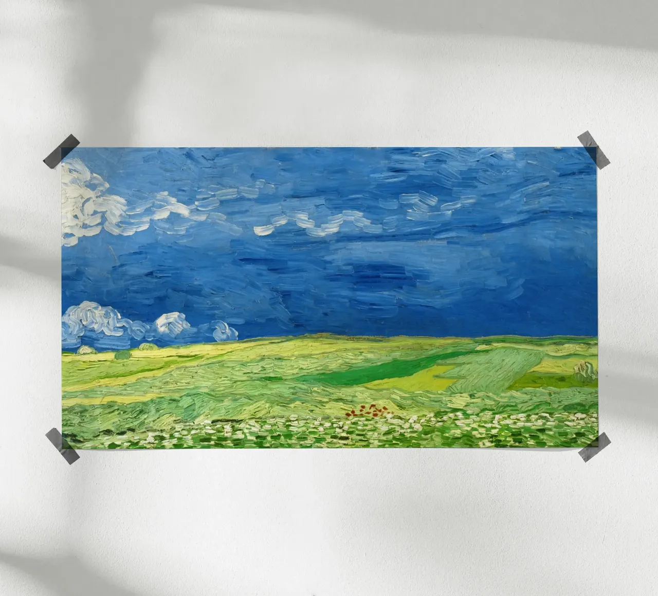 Wheatfield Under Thunderclouds (1890) by Vincent van Gogh poster with plastic frame by Van Gogh Prints