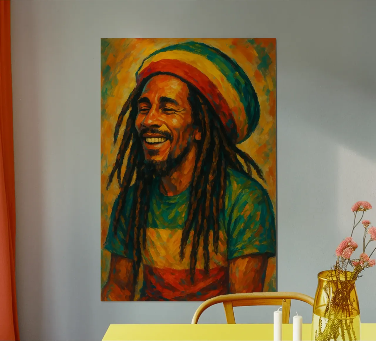 Spirito Reggae a colori poster con telaio in legno da Sayfudin