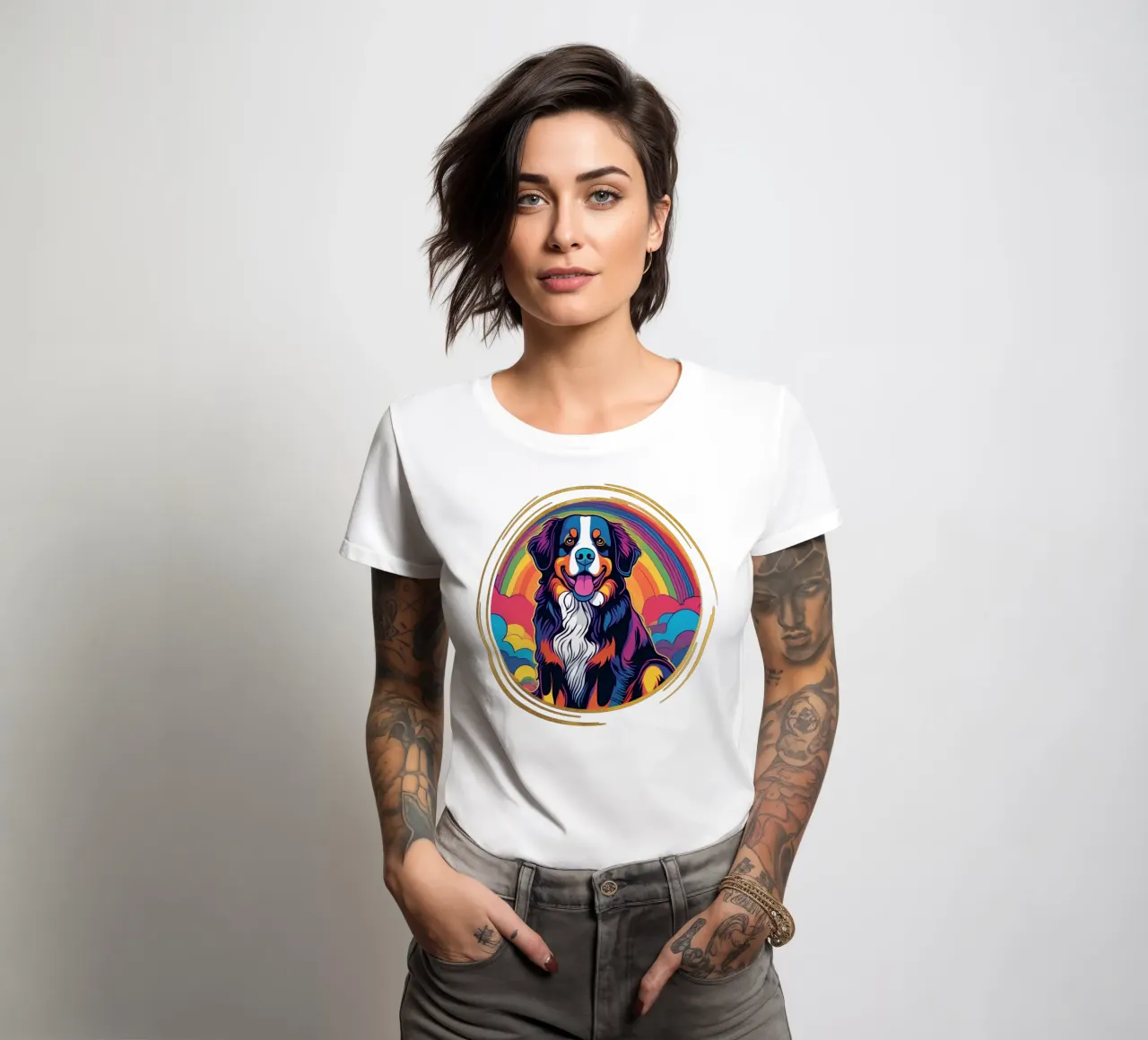 Bernersennen in Bunt #48 women's fitted t-shirt by Yumis.Beargang.and.Me