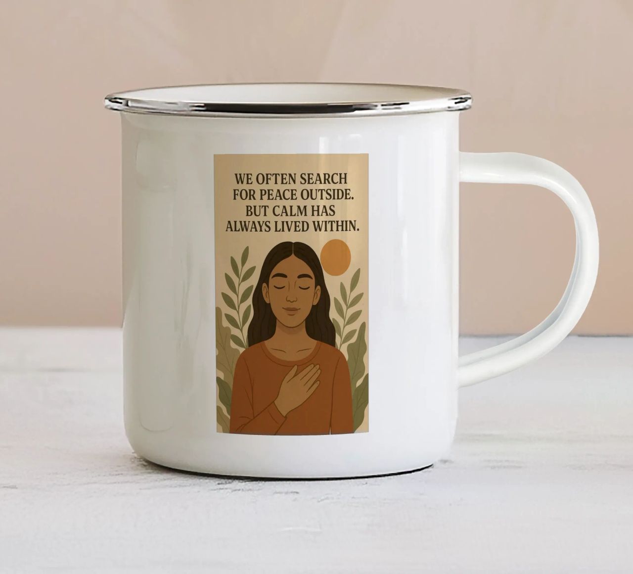La calma dentro di noi tazza in smalto da Sayfudin