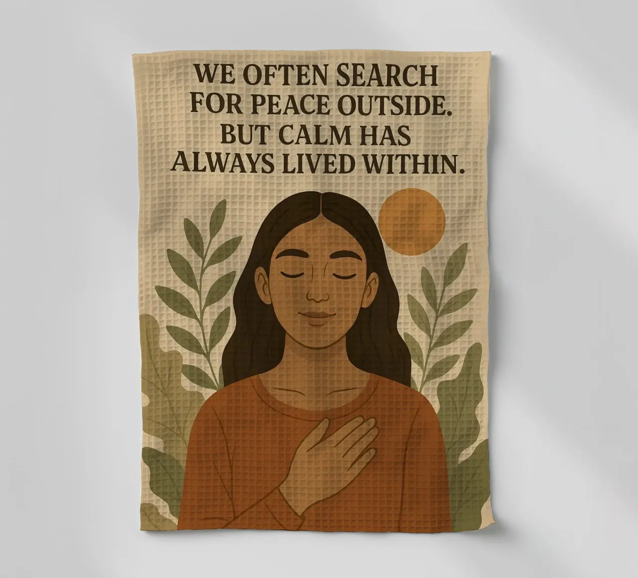 The Calm Within tea towel by Sayfudin