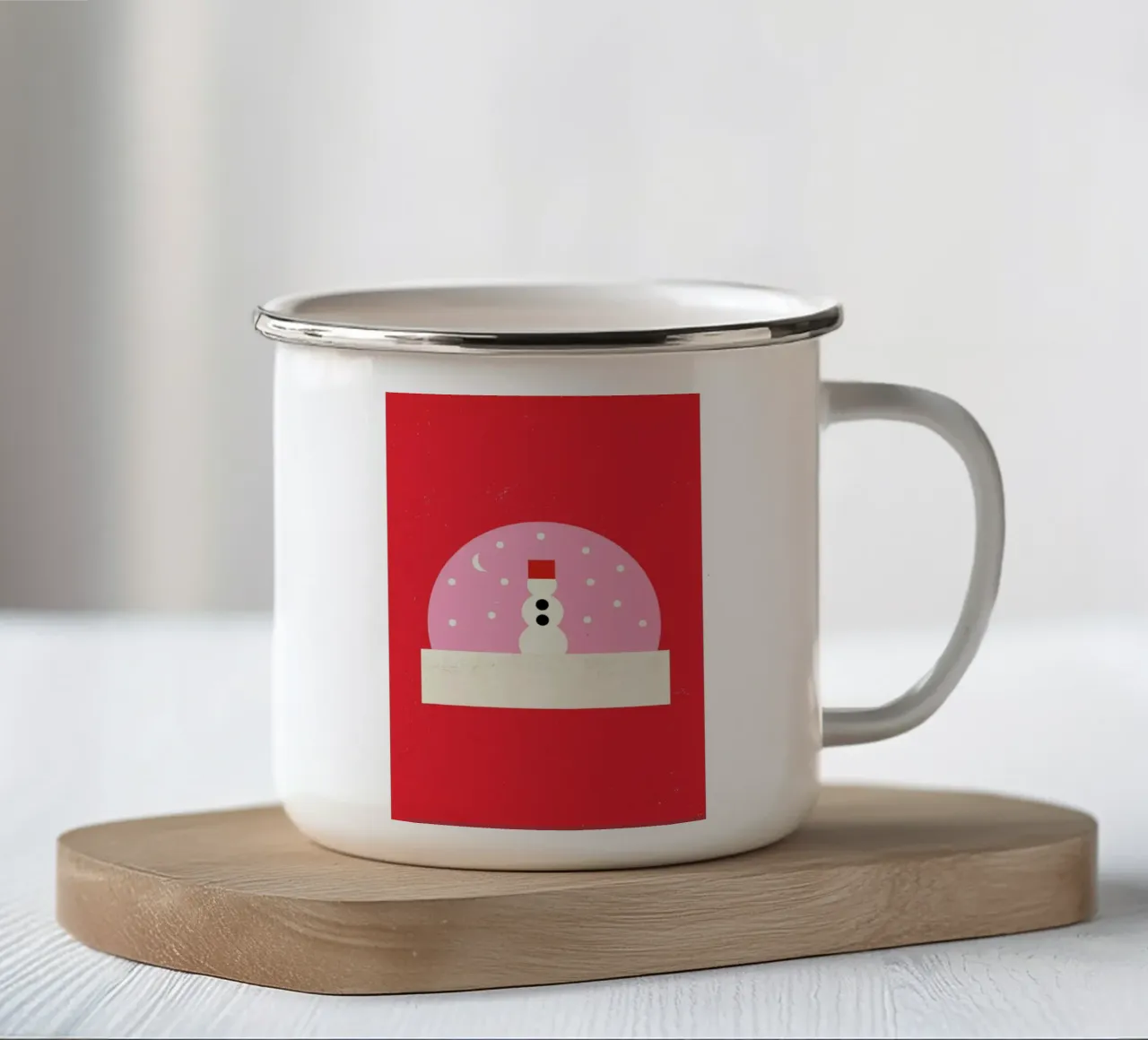 Snowman Snowglobe taza de esmalte de daylight design studio