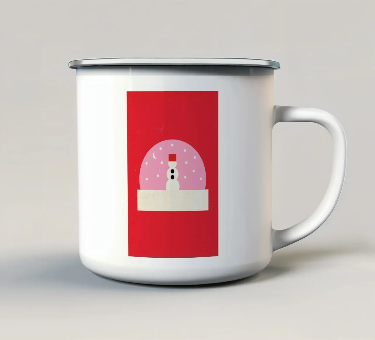 Snowman Snowglobe enamel mug by daylight design studio
