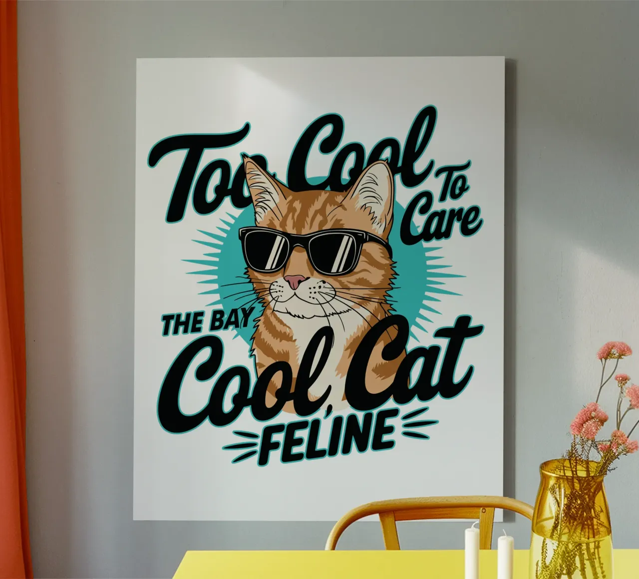 Too Cool To Care, The Bay Cool Cat Feline canvas with Floater frame by edsonramosart