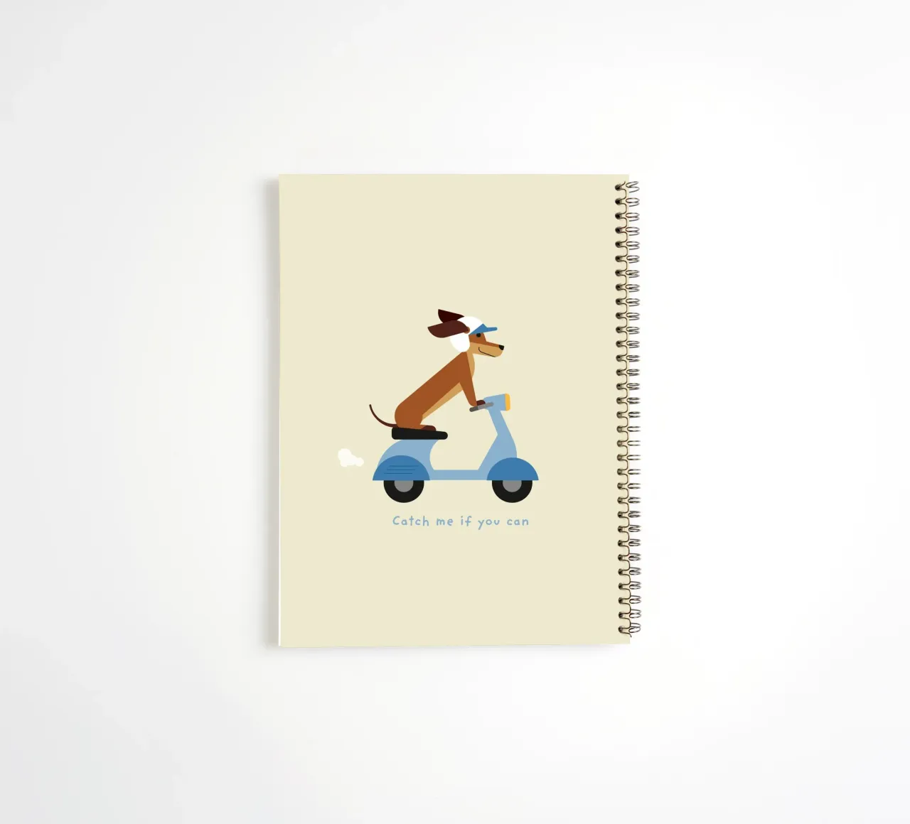 Catch me if you can Dackel auf Motorroller spiral notebook by Carolin Vonhoff