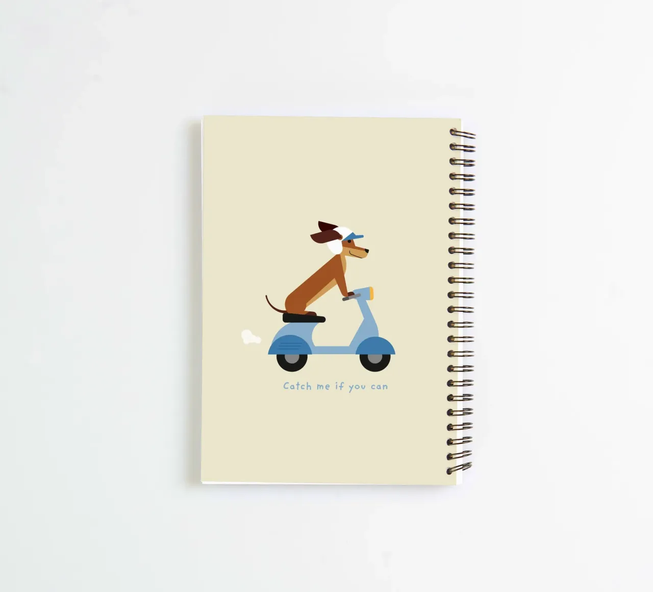 Catch me if you can Dackel auf Motorroller spiral notebook by Carolin Vonhoff