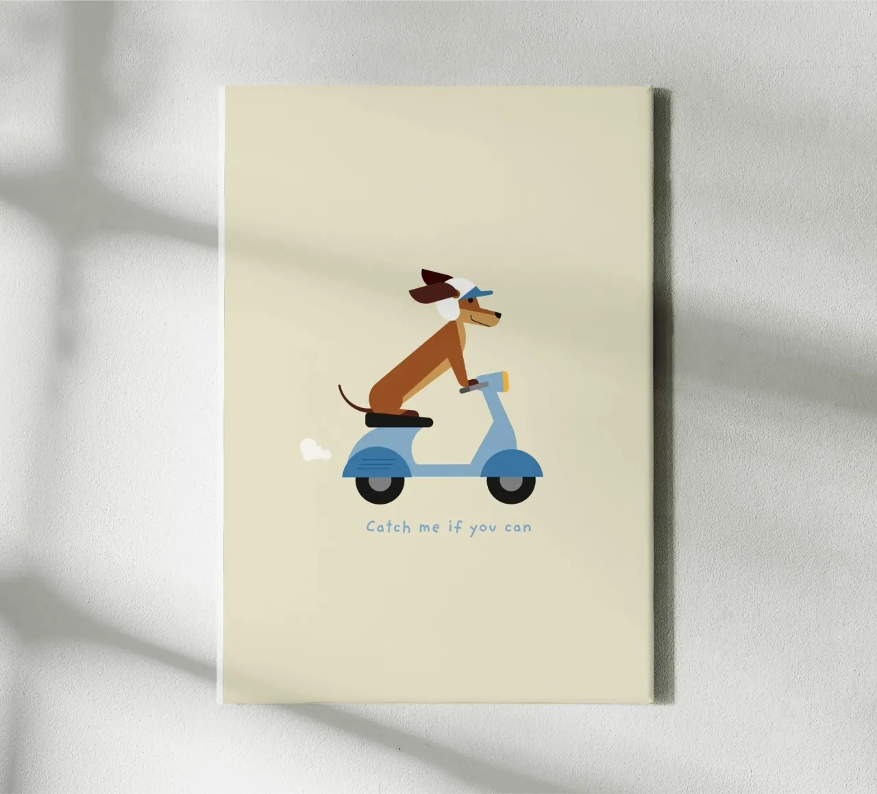 Catch me if you can Dackel auf Motorroller canvas by Carolin Vonhoff