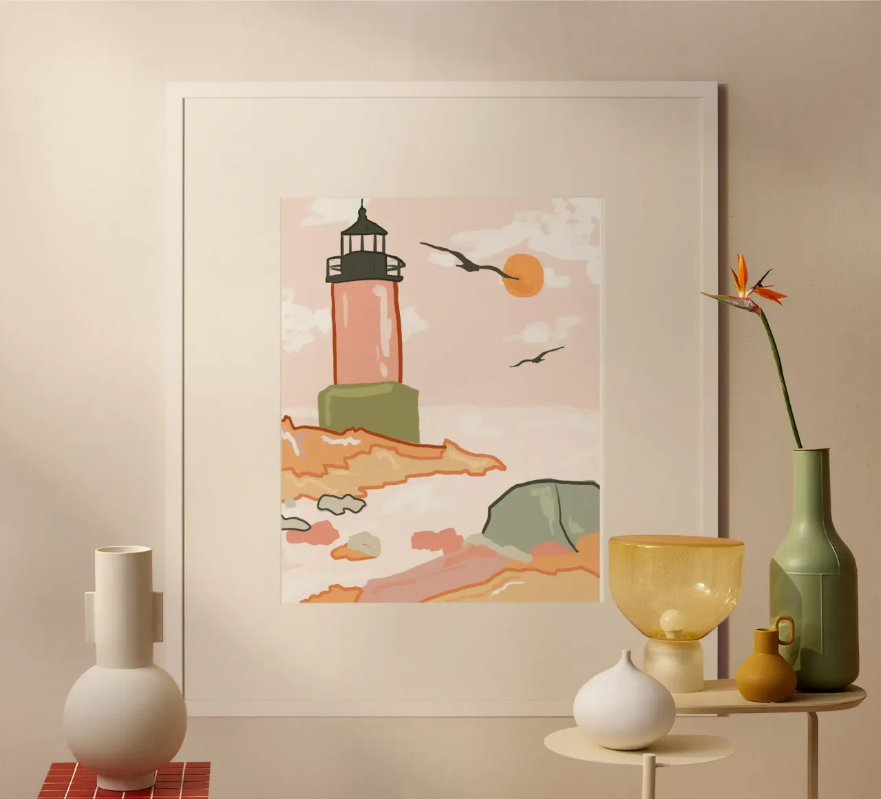Waar de hemel de zee ontmoet poster met houten frame van Kintsugi99