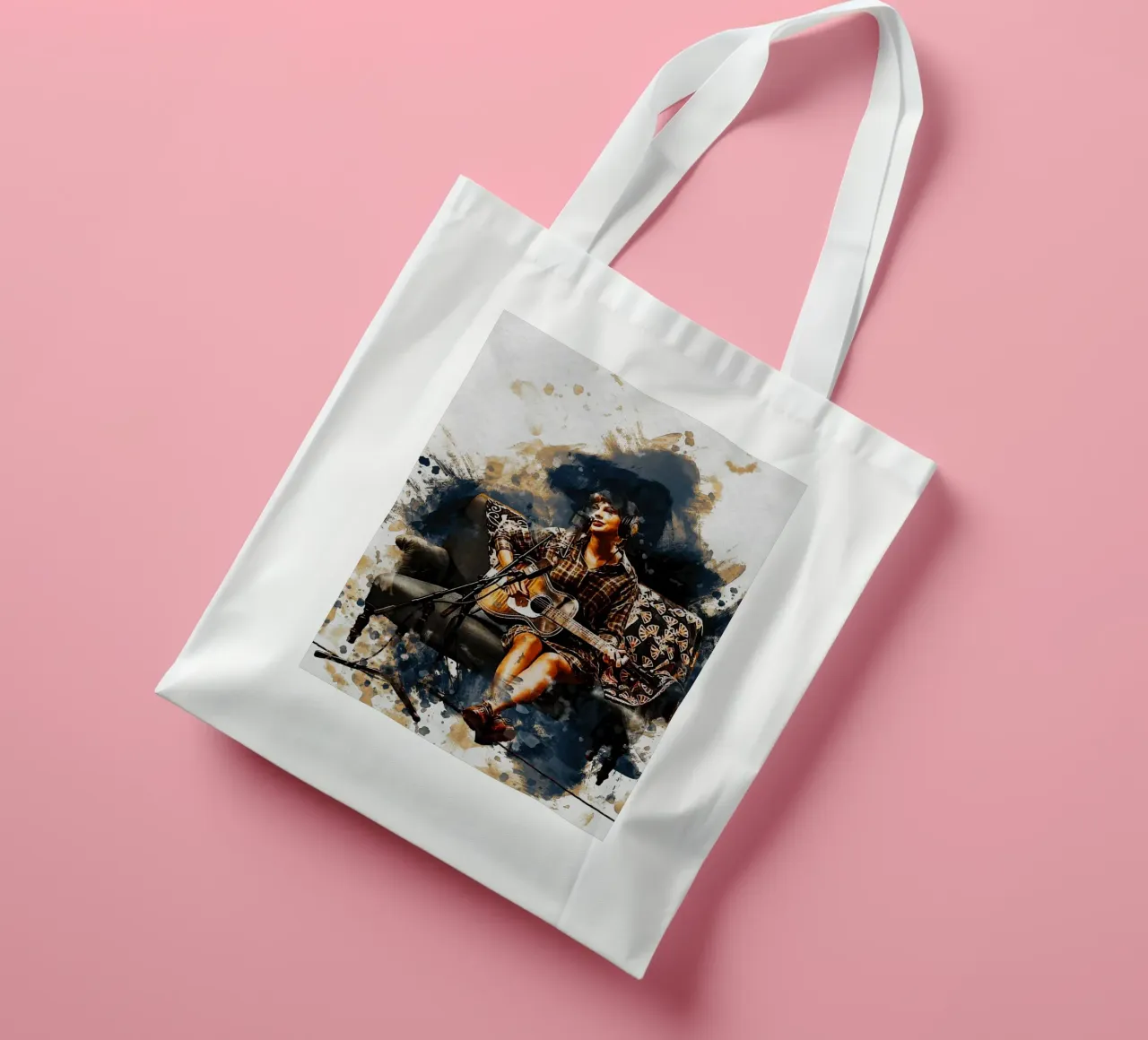 Sbaffo di ritratto Taylor Swift in registrazione borsa in juta da Gunawan Rb