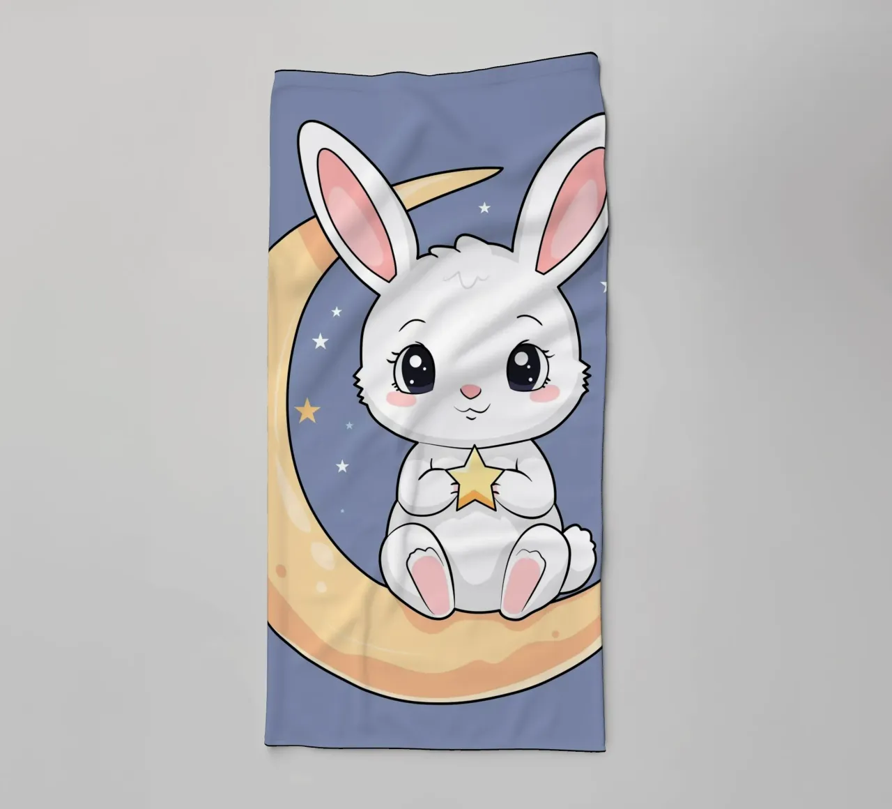 Bunny Vibing on the Moon towel by Kintsugi99