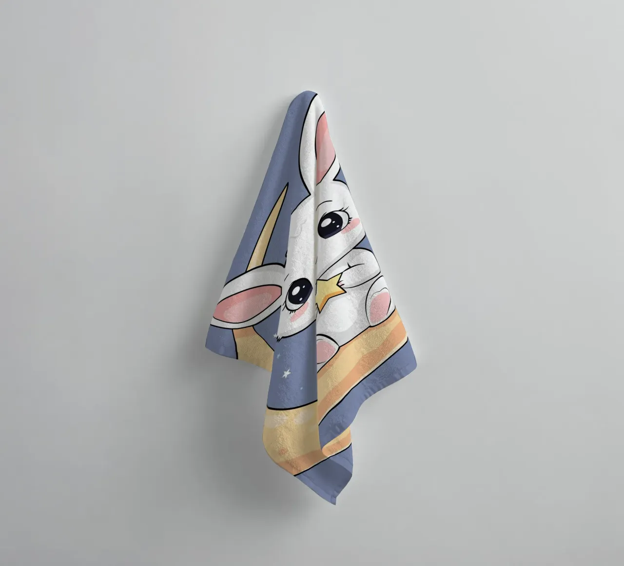 Bunny Vibing on the Moon towel by Kintsugi99