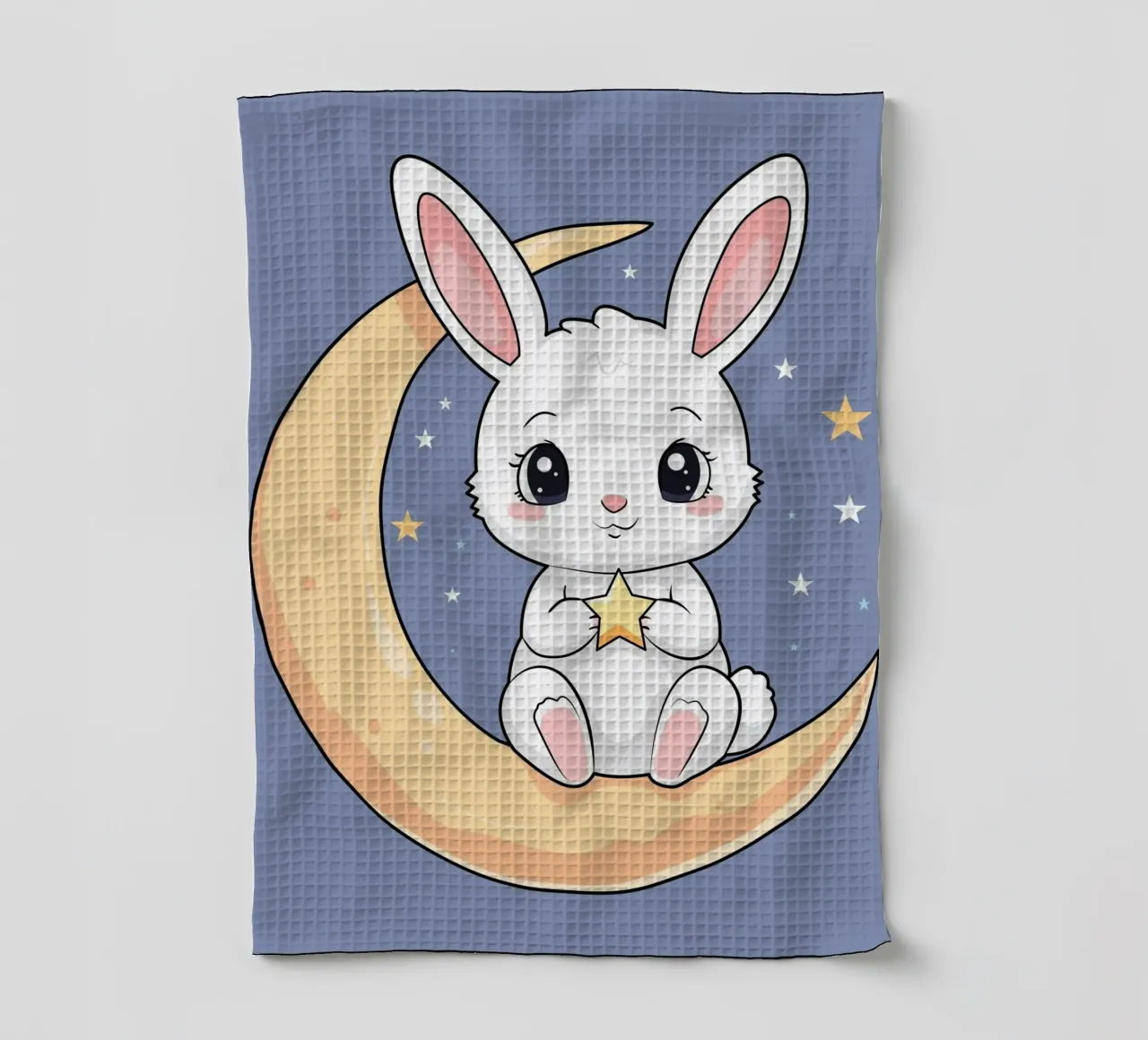 Bunny Vibing on the Moon (en anglais) torchon de Kintsugi99