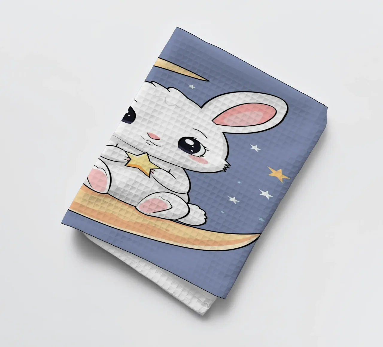 Bunny Vibing on the Moon (en anglais) torchon de Kintsugi99