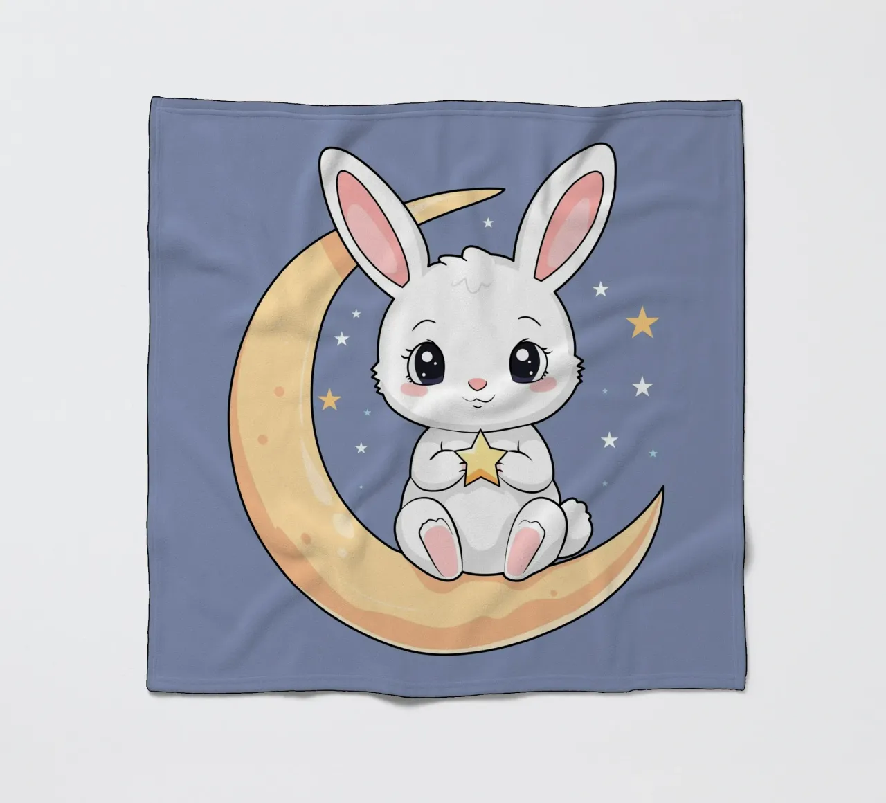 Bunny Vibing on the Moon (en anglais) plaid polaire de Kintsugi99