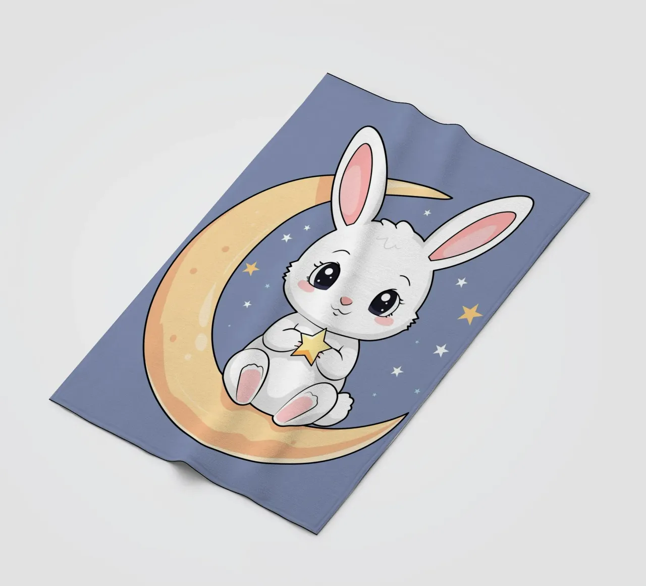 Bunny Vibing on the Moon (en anglais) plaid polaire de Kintsugi99