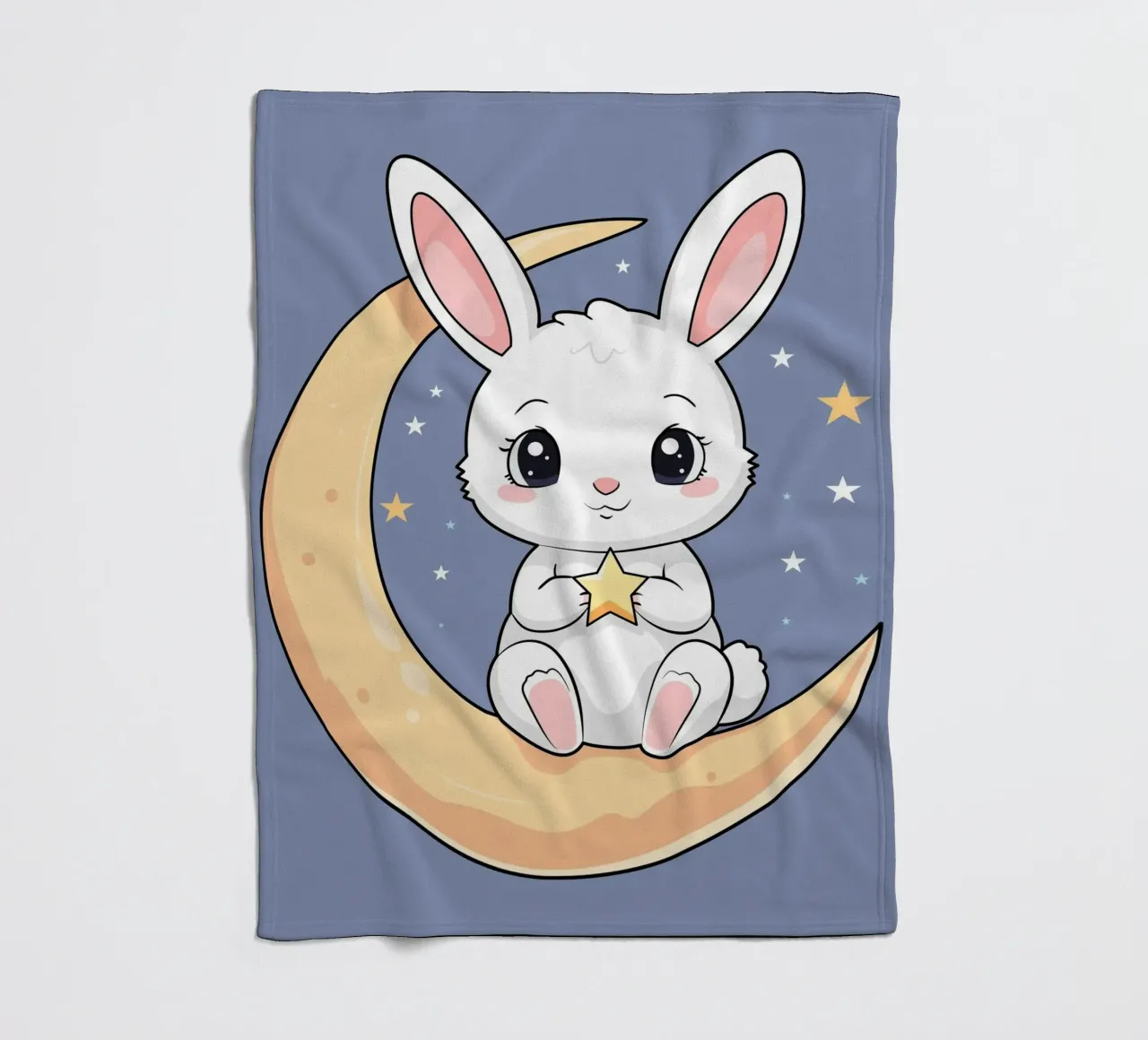 Bunny Vibing on the Moon (en anglais) plaid polaire de Kintsugi99