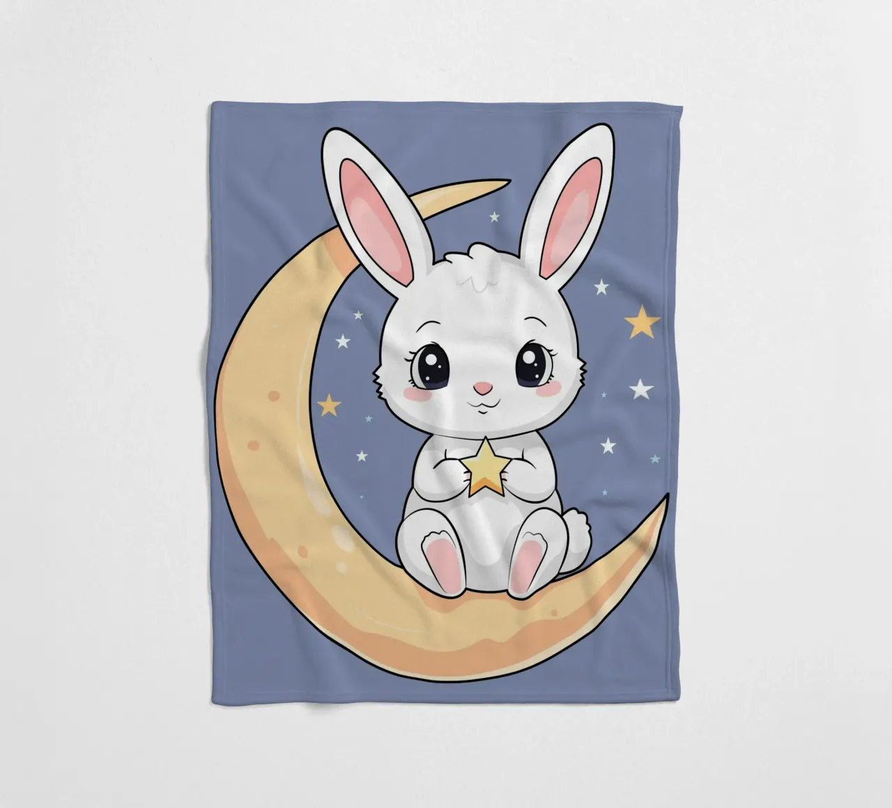 Bunny Vibing on the Moon (en anglais) plaid polaire de Kintsugi99