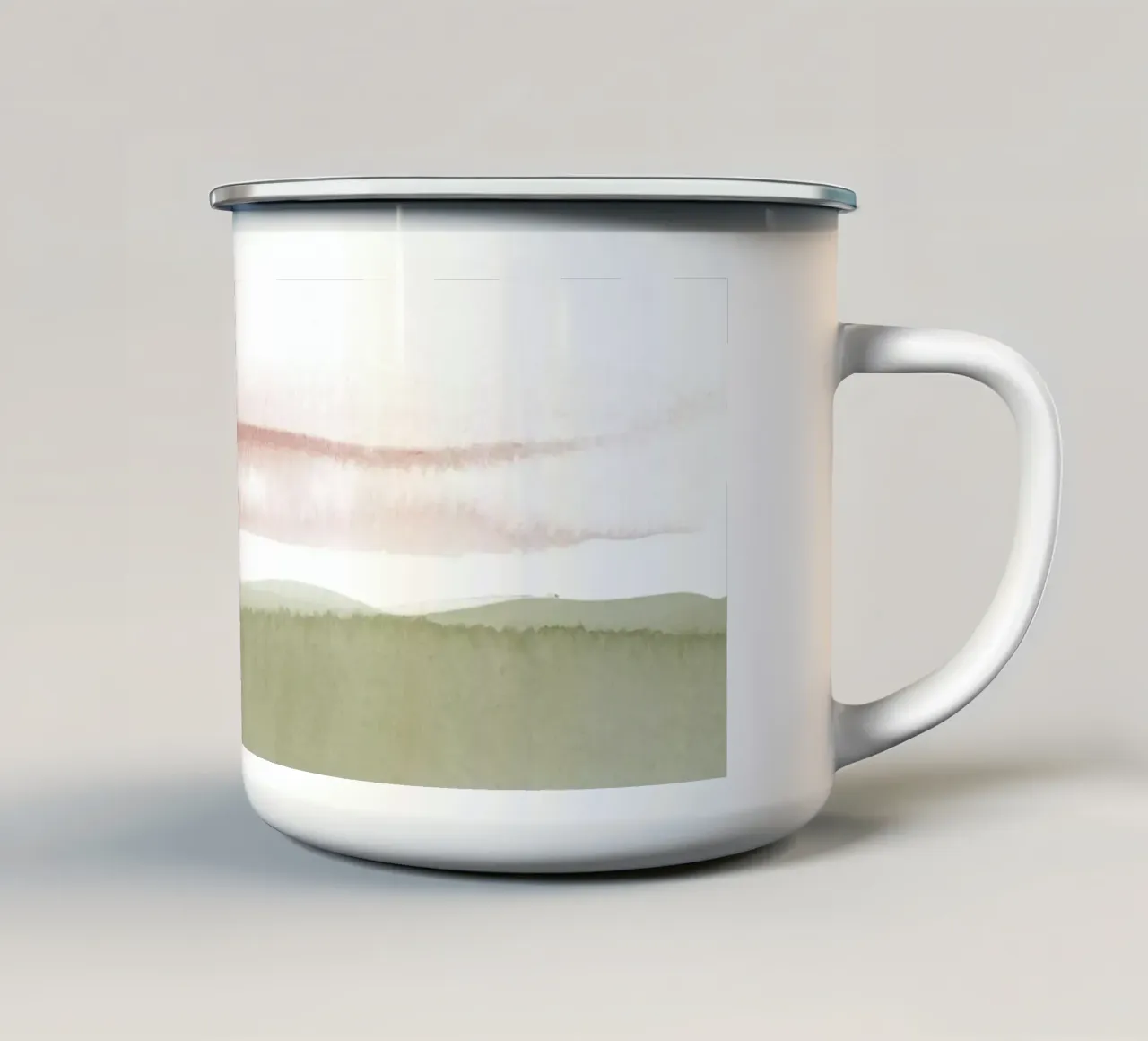 Paesaggio minimalista verde e bordeaux tazza in smalto da NouveauPrints
