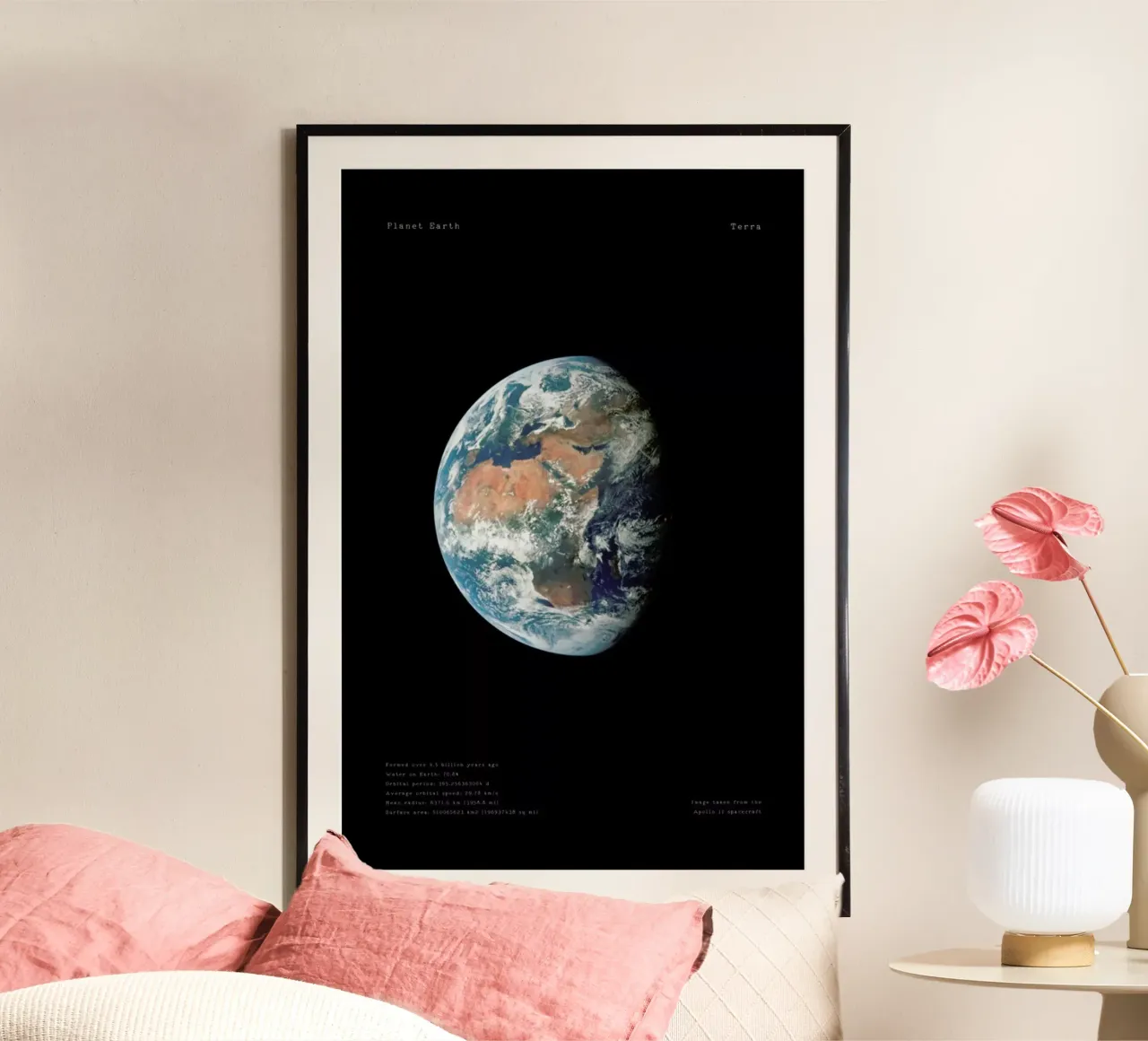 View of Earth from Apollo 11 poster con telaio in alluminio da Vintage by JUNIQE