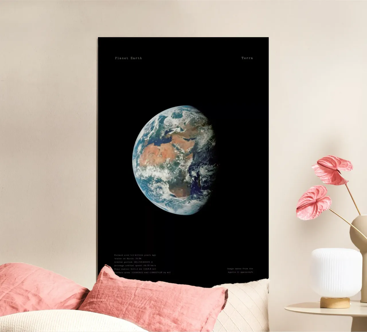 View of Earth from Apollo 11 poster con telaio in alluminio da Vintage by JUNIQE