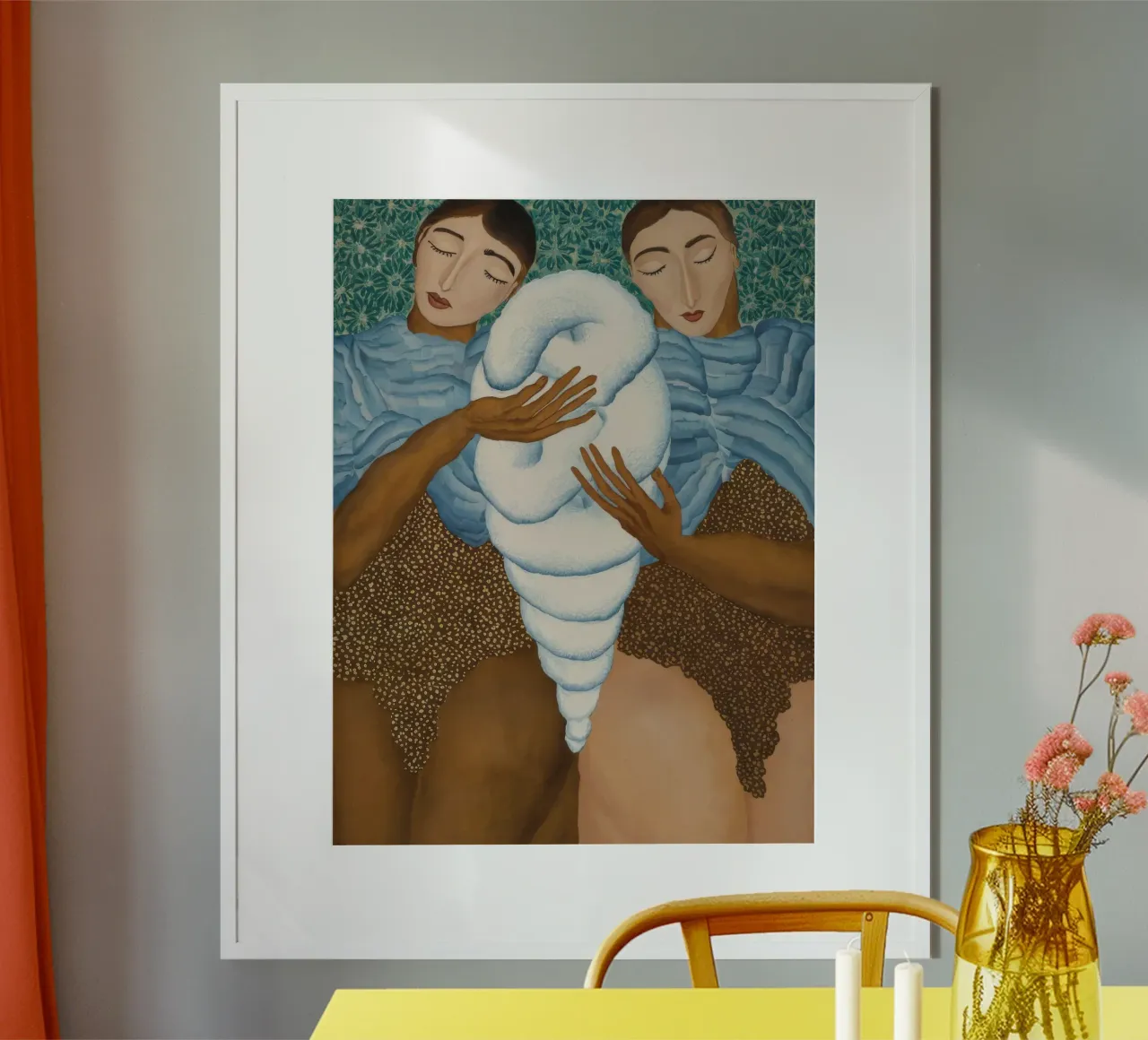 Abbraccio del vento sacro poster con telaio in alluminio da Obisidian Brush