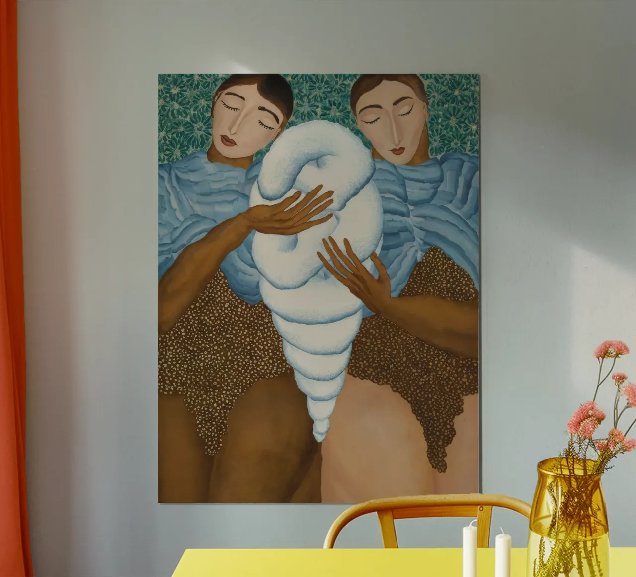 Abbraccio del vento sacro poster con telaio in alluminio da Obisidian Brush