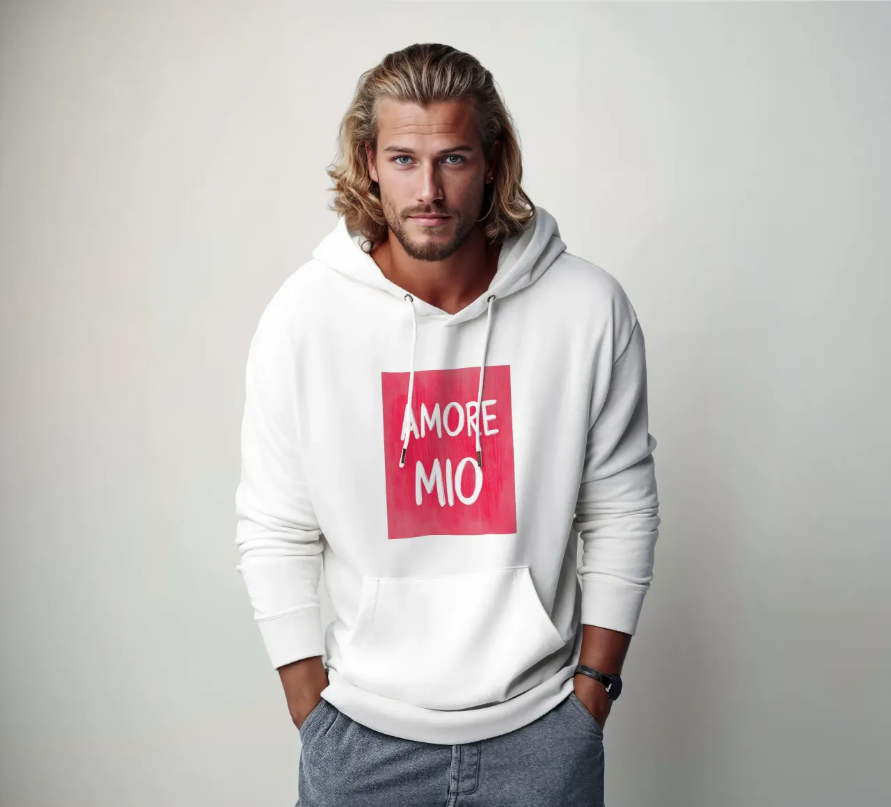 Amore Mio, pinki Love felpa con cappuccio da Carinaprint