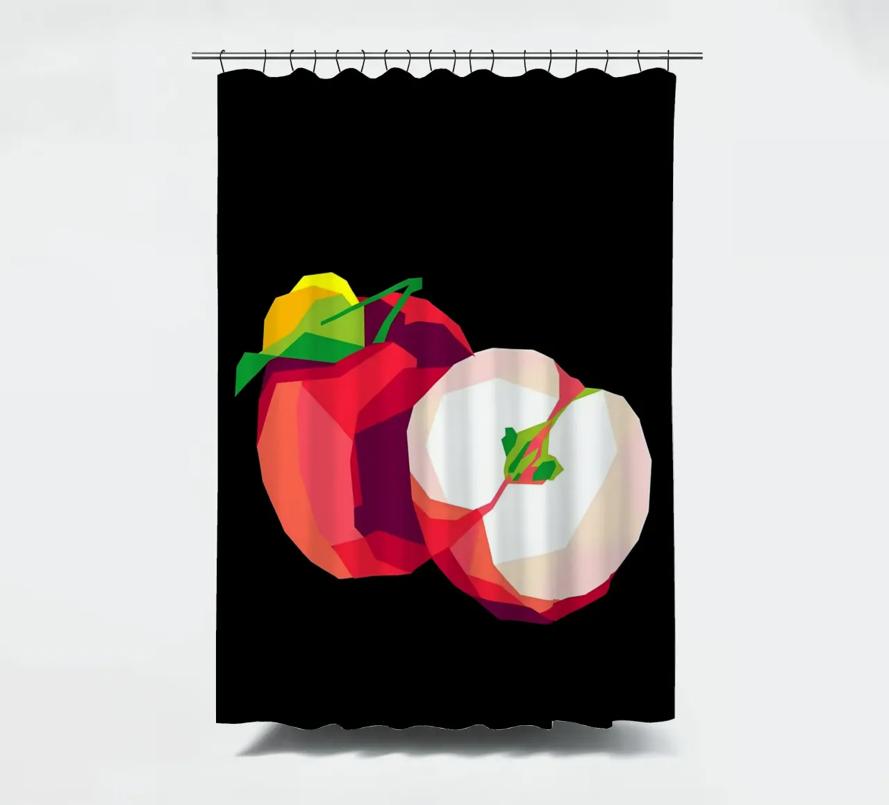Apfelfrucht Apfel in Scheiben geschnitten ganzer Apfel Stiel Duschvorhang von Janine P McGuire
