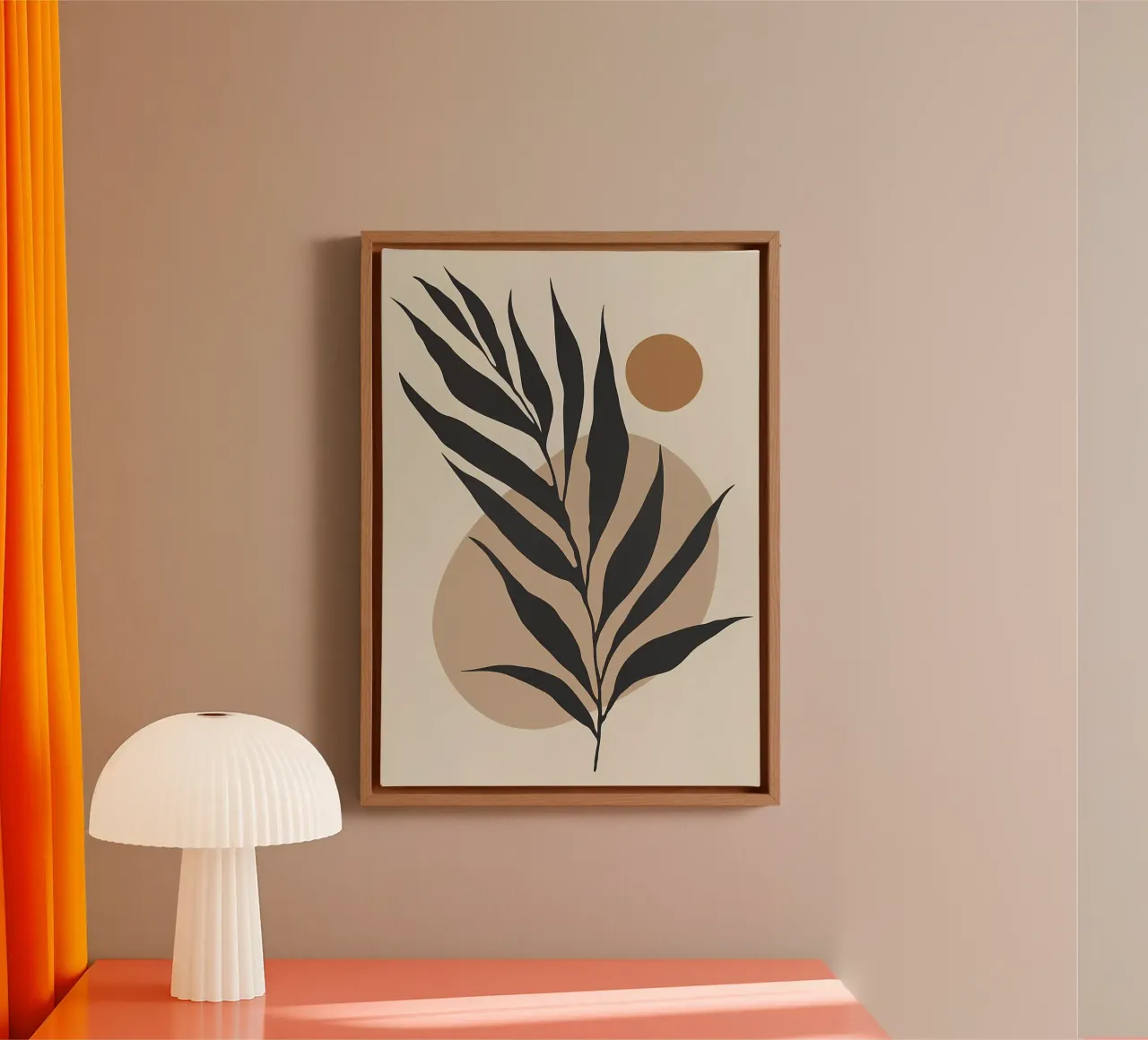 leaves circle shapes abstract botanical nature canvas with Floater frame by Janine P McGuire