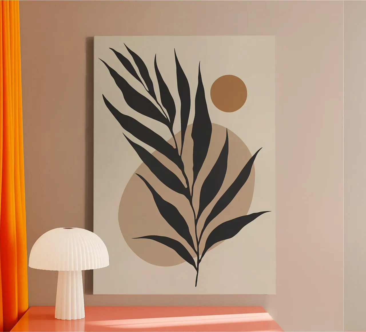 leaves circle shapes abstract botanical nature canvas with Floater frame by Janine P McGuire