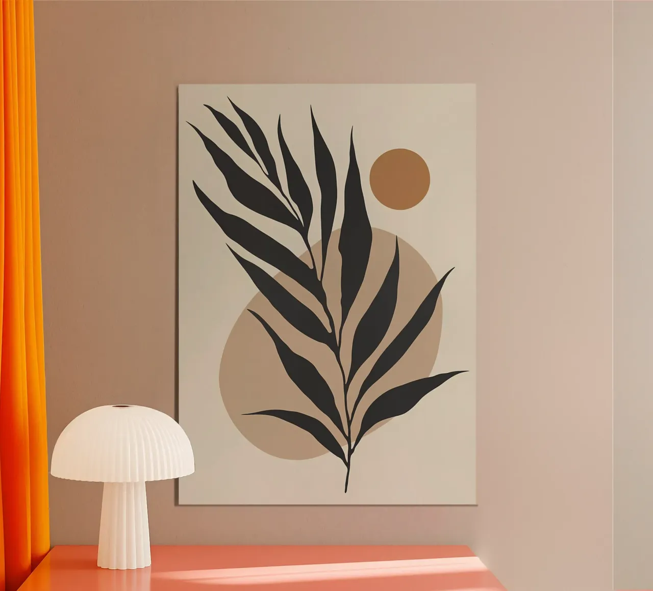 leaves circle shapes abstract botanical nature poster with wooden frame by Janine P McGuire