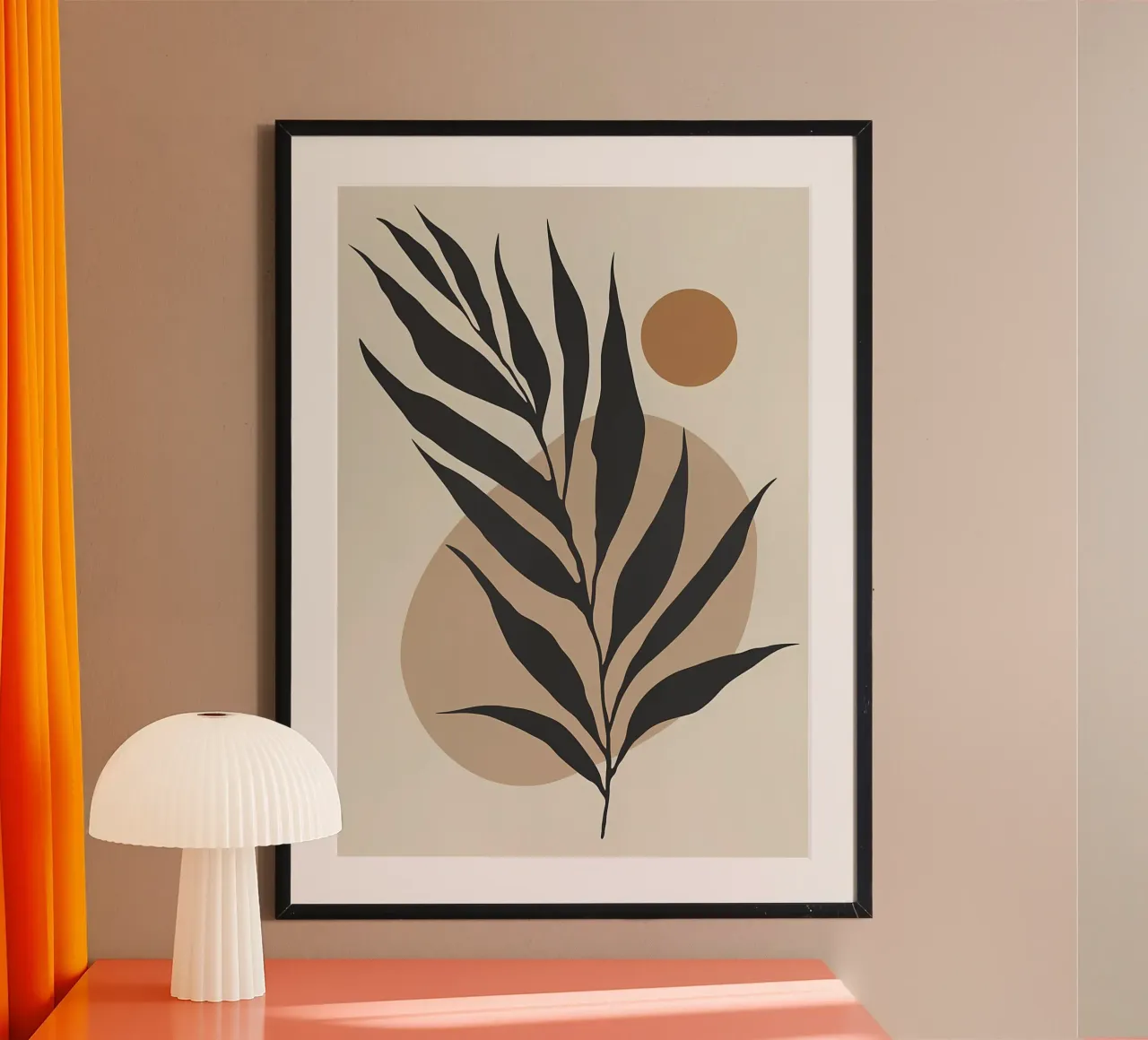 leaves circle shapes abstract botanical nature poster with wooden frame by Janine P McGuire