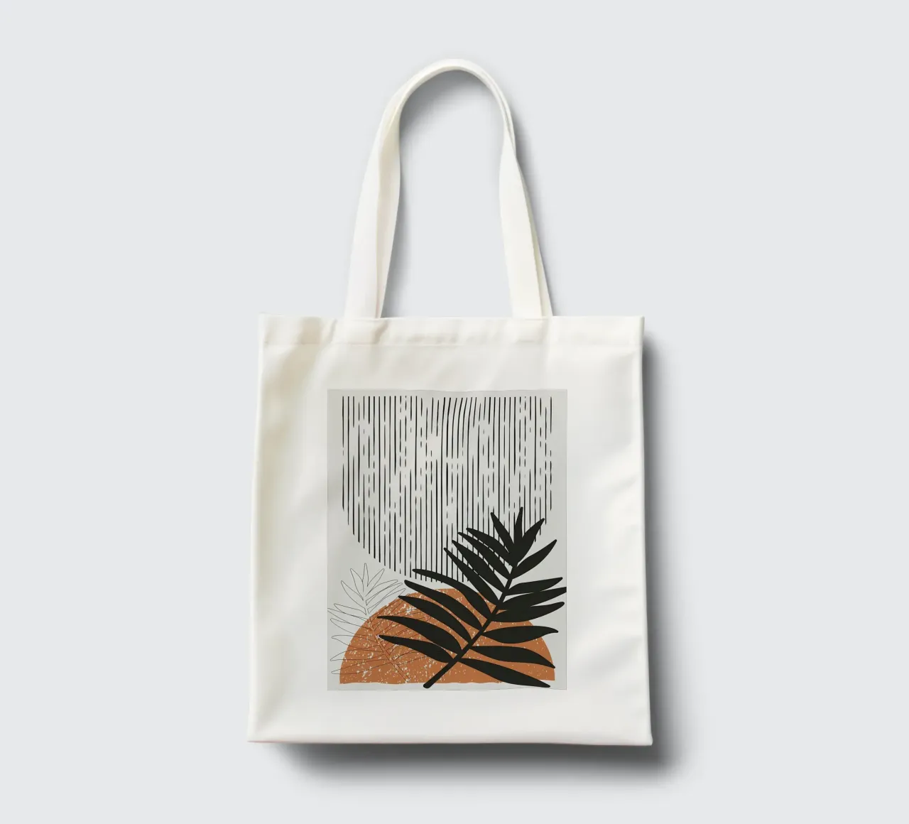 foglie di palma tropicale forme geometriche linee strisce borsa in juta da Janine P McGuire