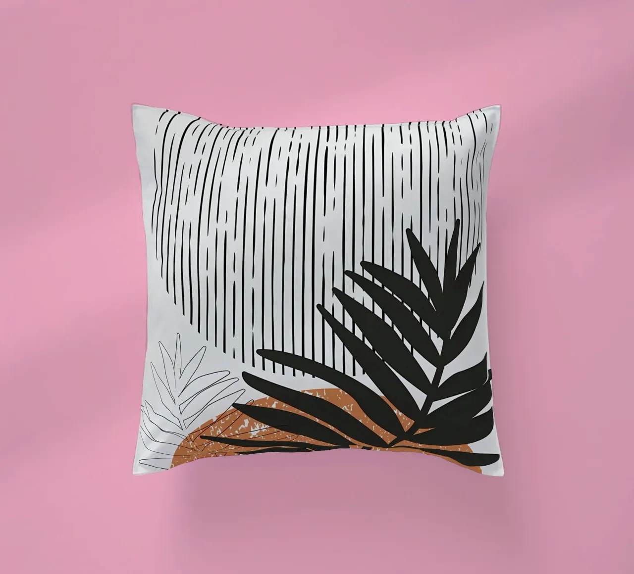 foglie di palma tropicale forme geometriche linee strisce cuscino da Janine P McGuire