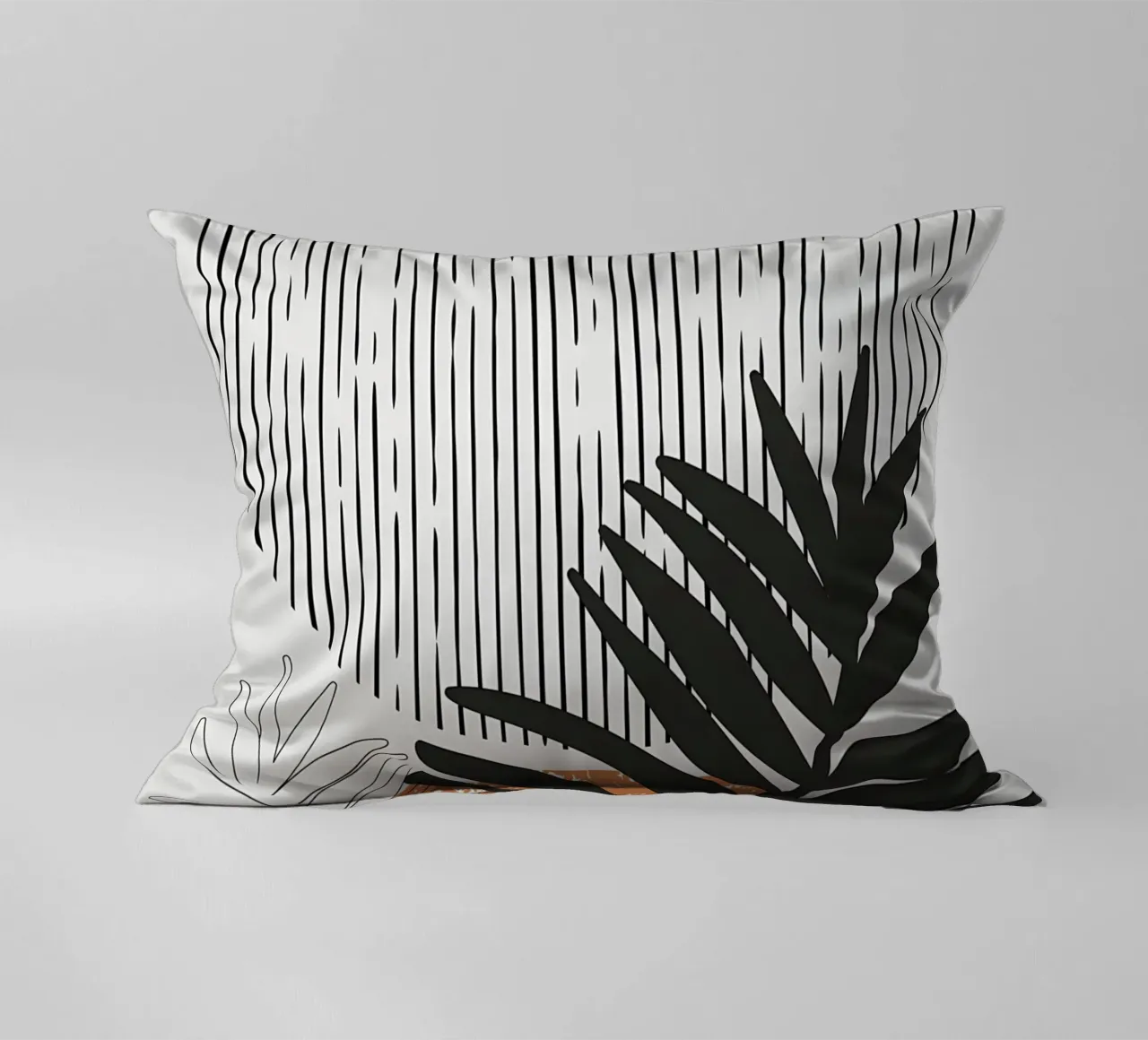 foglie di palma tropicale forme geometriche linee strisce cuscino da Janine P McGuire