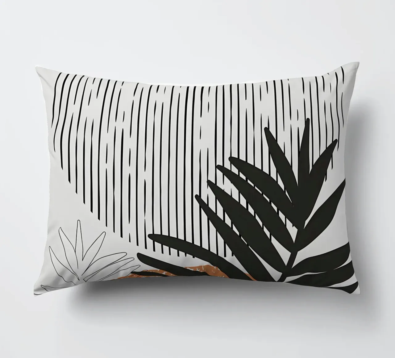 foglie di palma tropicale forme geometriche linee strisce cuscino da Janine P McGuire