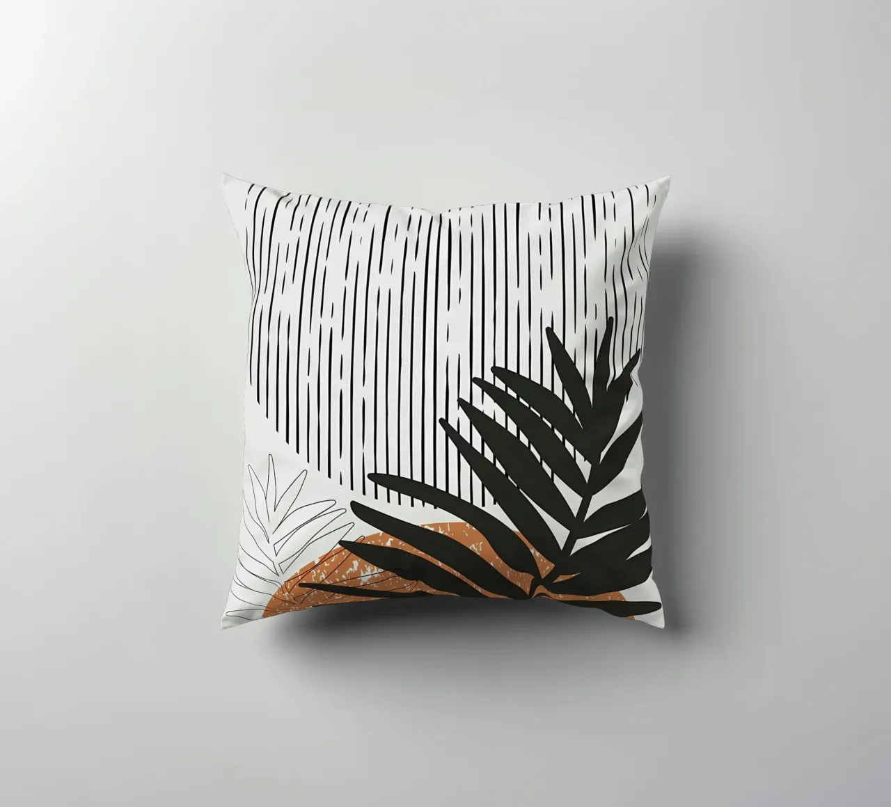 foglie di palma tropicale forme geometriche linee strisce cuscino da Janine P McGuire