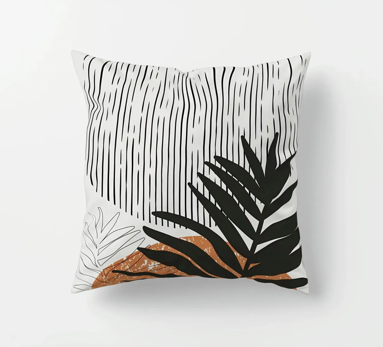 foglie di palma tropicale forme geometriche linee strisce cuscino da Janine P McGuire