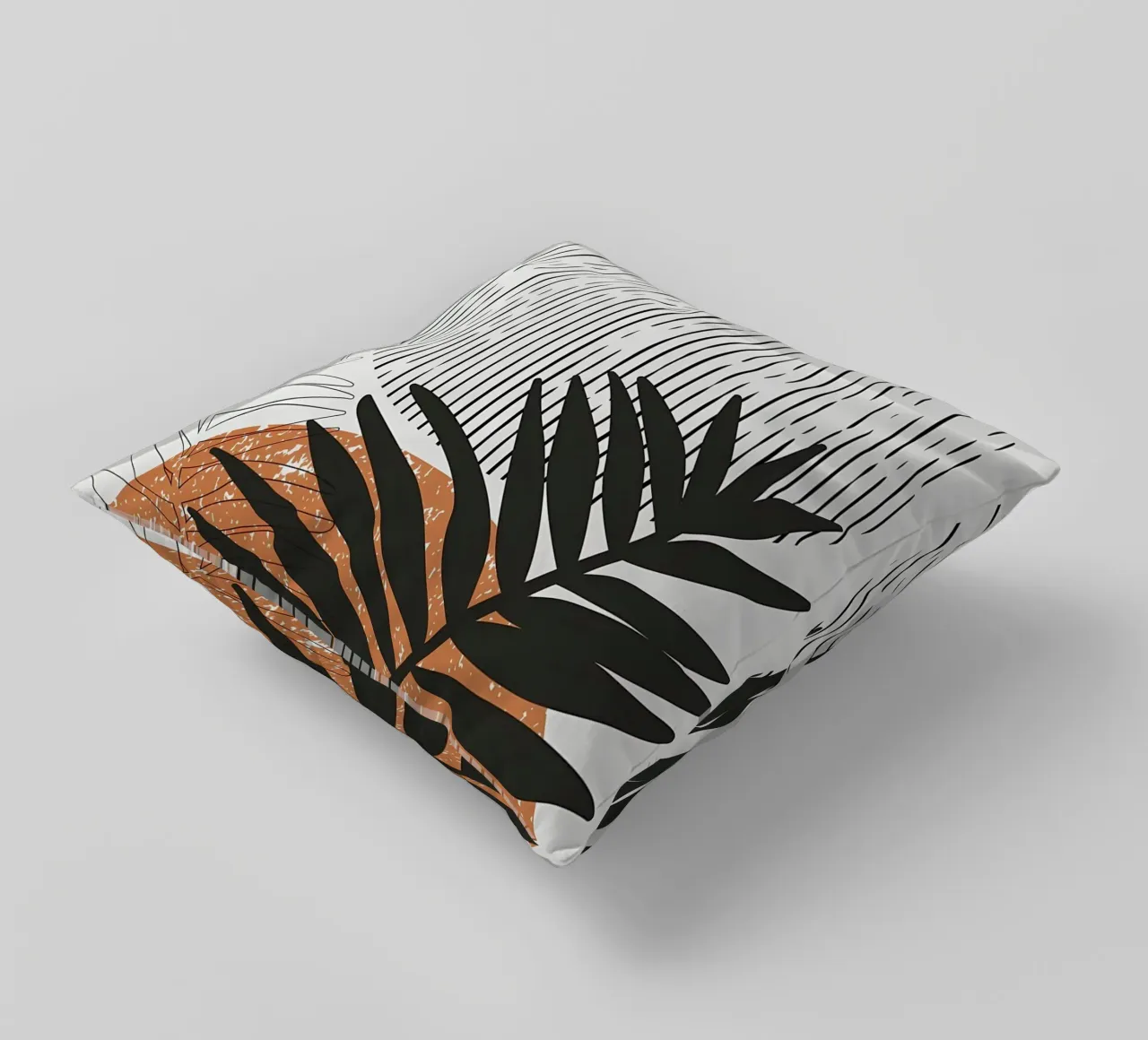 foglie di palma tropicale forme geometriche linee strisce cuscino da Janine P McGuire