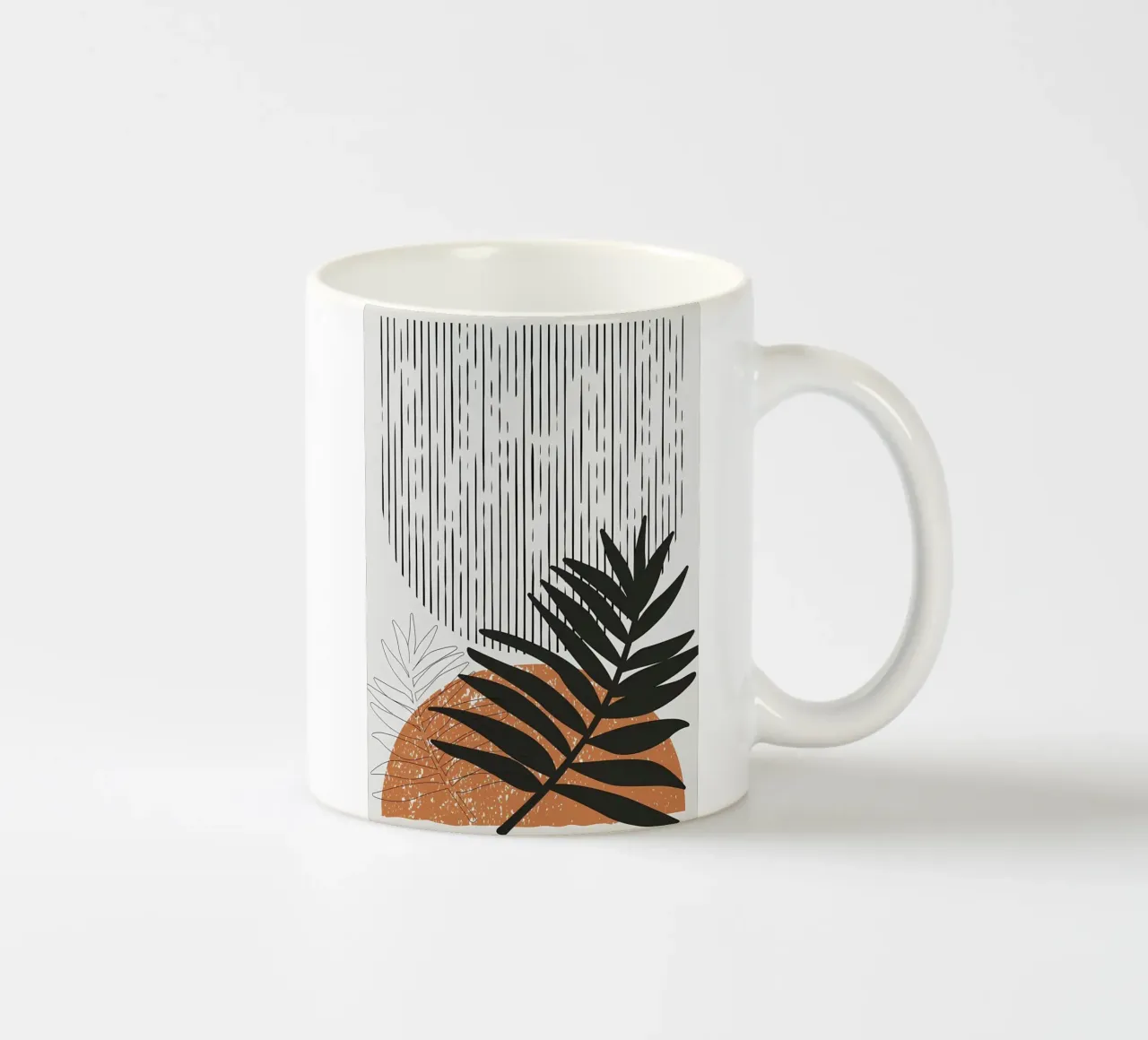 foglie di palma tropicale forme geometriche linee strisce tazza in ceramica da Janine P McGuire