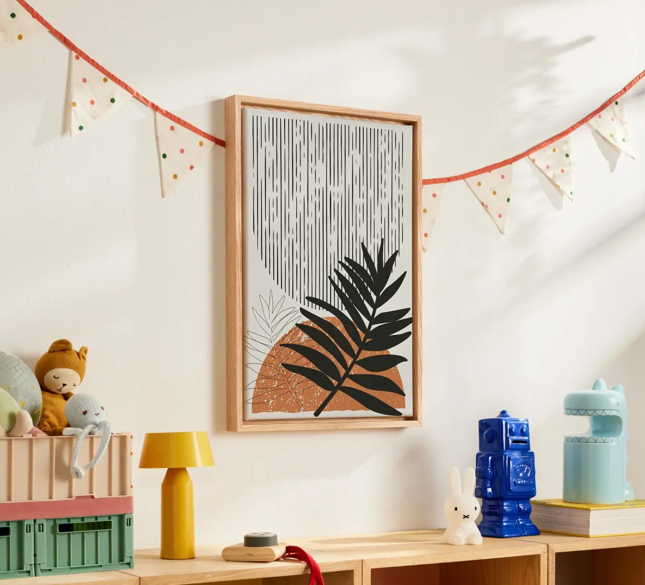 foglie di palma tropicale forme geometriche linee strisce tela da Janine P McGuire