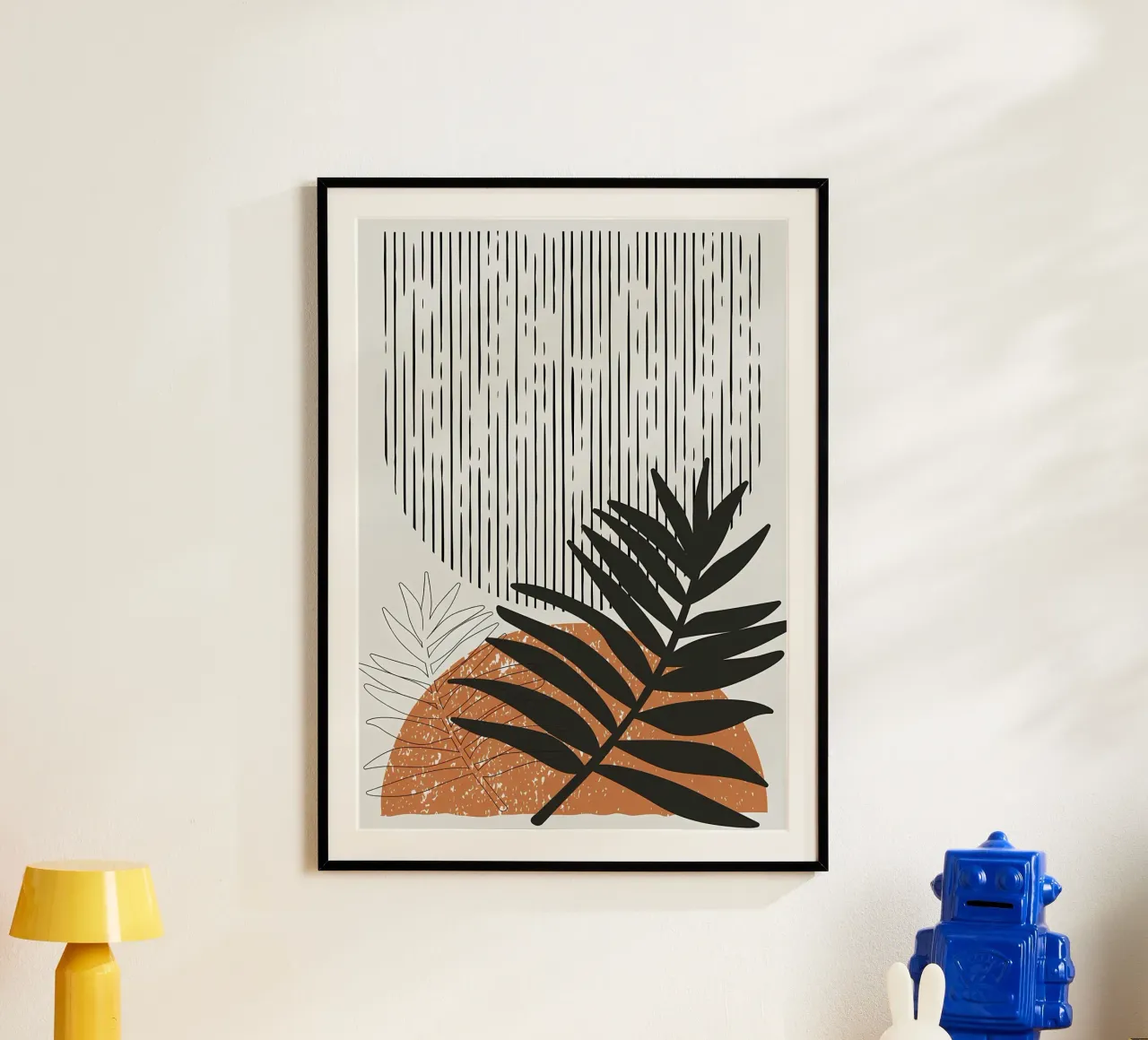 foglie di palma tropicale forme geometriche linee strisce poster da Janine P McGuire