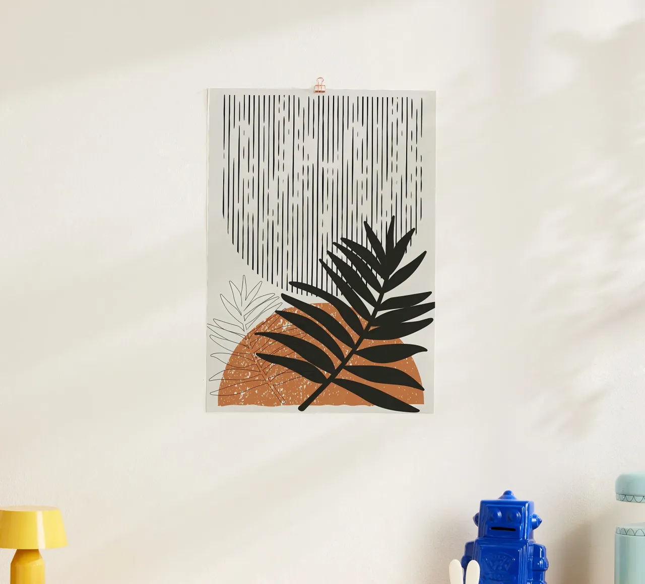 foglie di palma tropicale forme geometriche linee strisce poster da Janine P McGuire