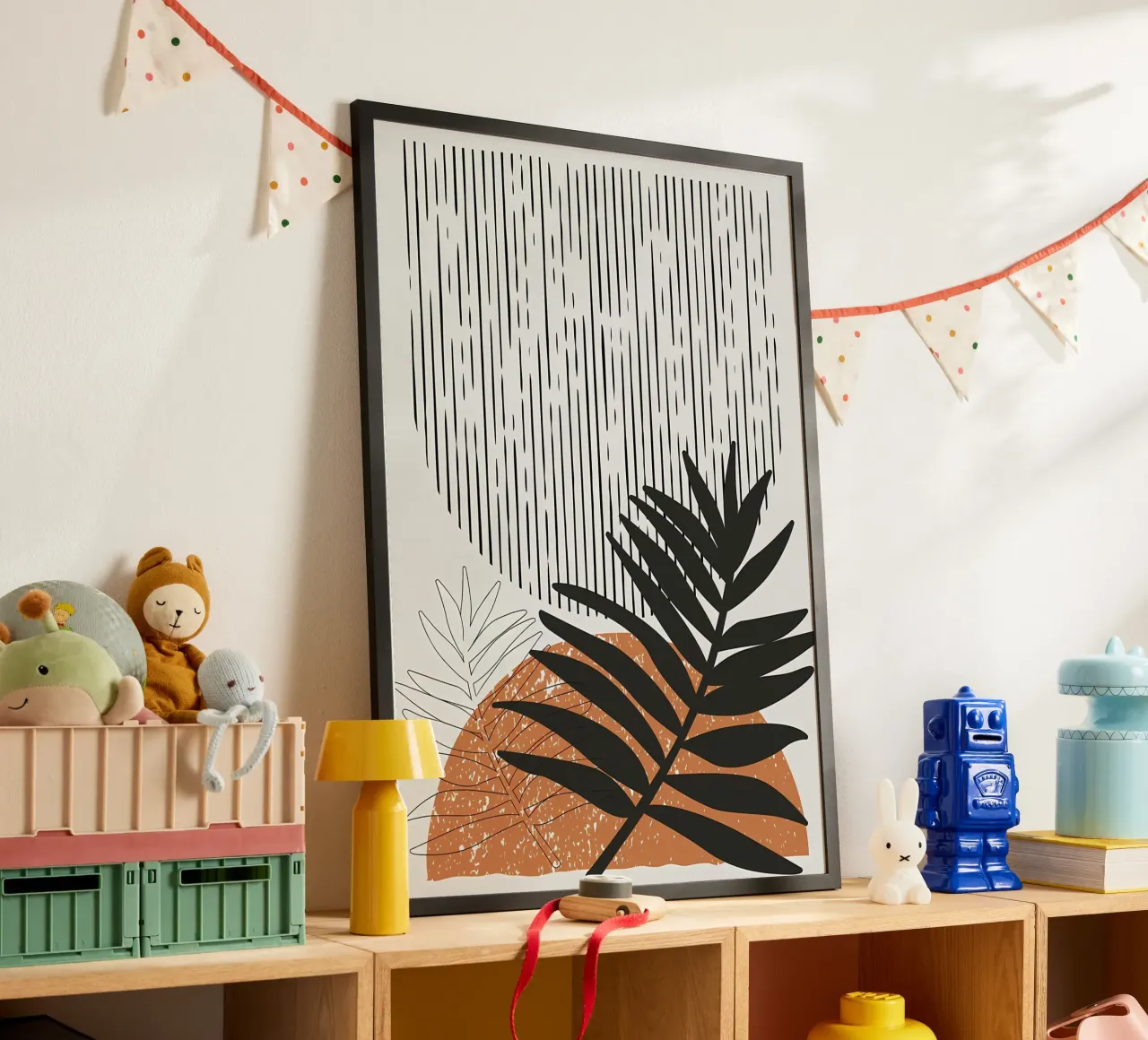 foglie di palma tropicale forme geometriche linee strisce poster da Janine P McGuire