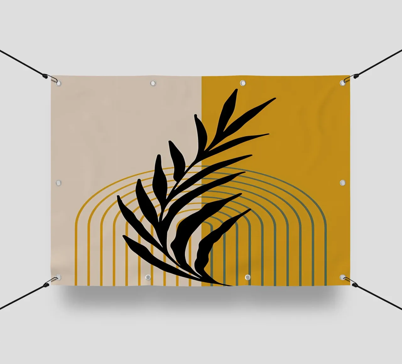 linee di foglie di piante archi curve geometria telo in pvc da Janine P McGuire